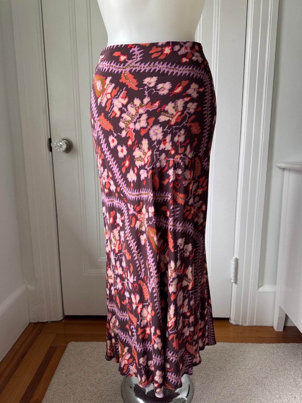 RHODE Tommy Skirt Plumeria Chocolate Floral Print maxi sz 8